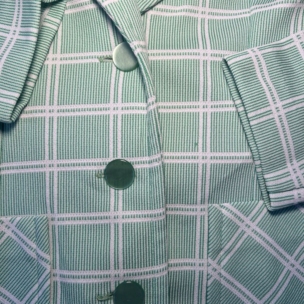 Vintage 60s 70s Kmart Polyester Leisure Suit Jacket Shirt Blazer Plaid Womens M - Picture 12 of 13